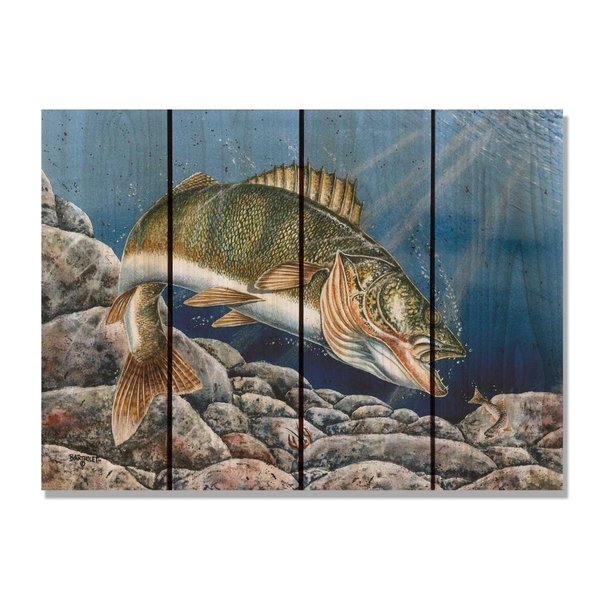 Ricki&Aposs Rugs 22 x 16 in. Bartholets Walleye Inside & Outside Cedar Wall Art RI890036